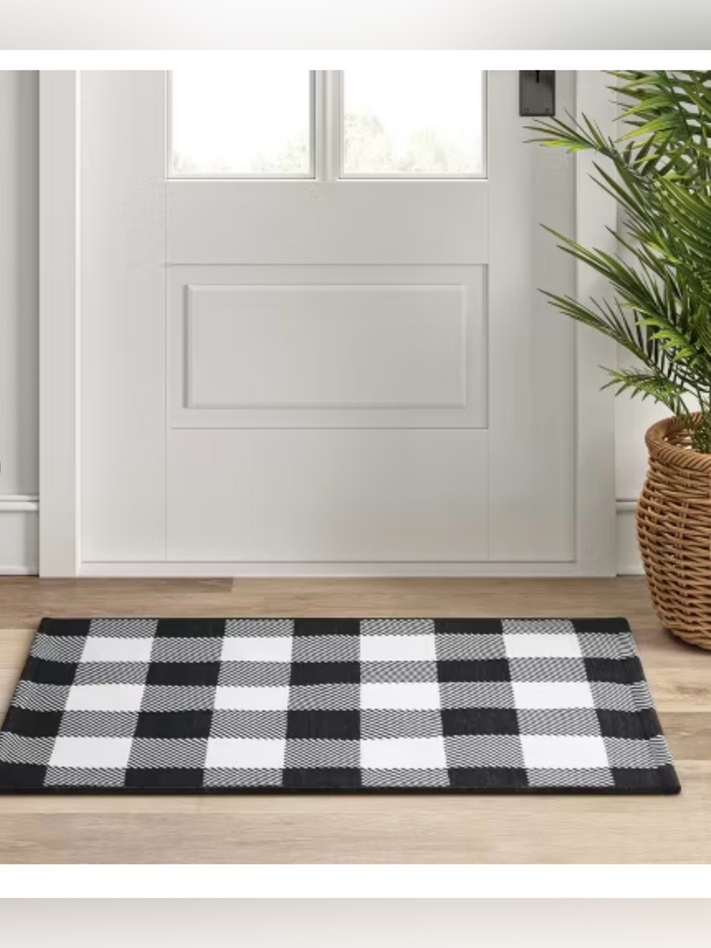 Threshold Black White Buffalo Plaid Reversible Rug 2x3 Farmhouse Indoor Outdoor